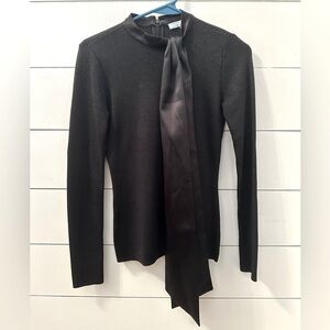 New w/tags Antonio Melani XS metallic black long sleeve blouse